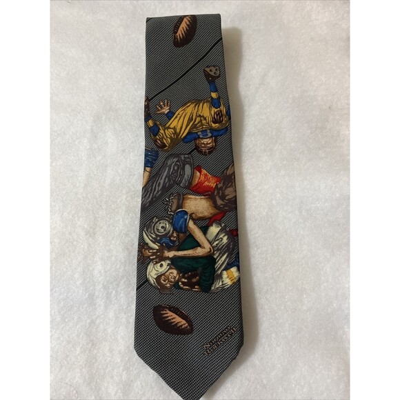 Norman Rockwell Other - Norman Rockwell Football Brown & Bigelow Novelty Silk Necktie 56”
